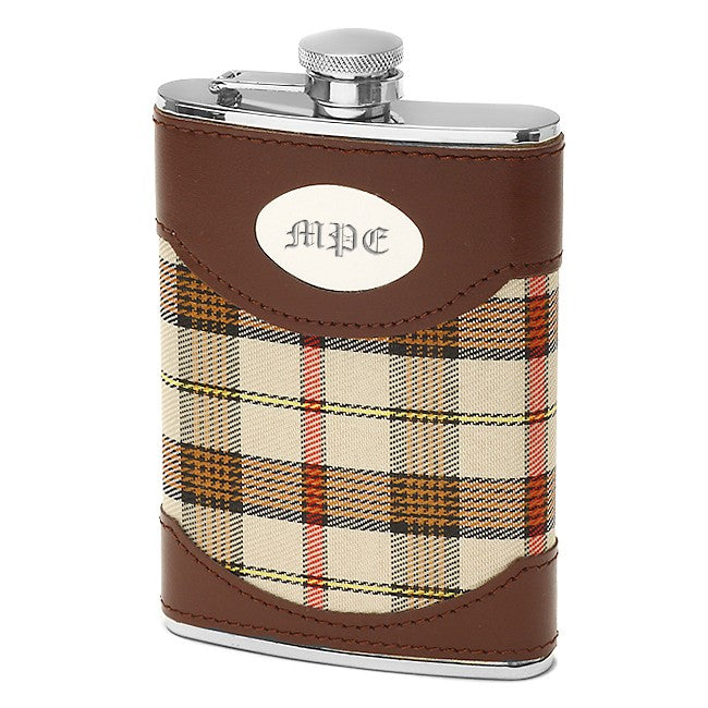 Argyle & Leather Engraved Flask - Executive Gift Shoppe