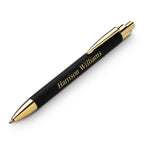 Gold & Black Leatherette Click Action Ballpoint Pen - Free Personalization