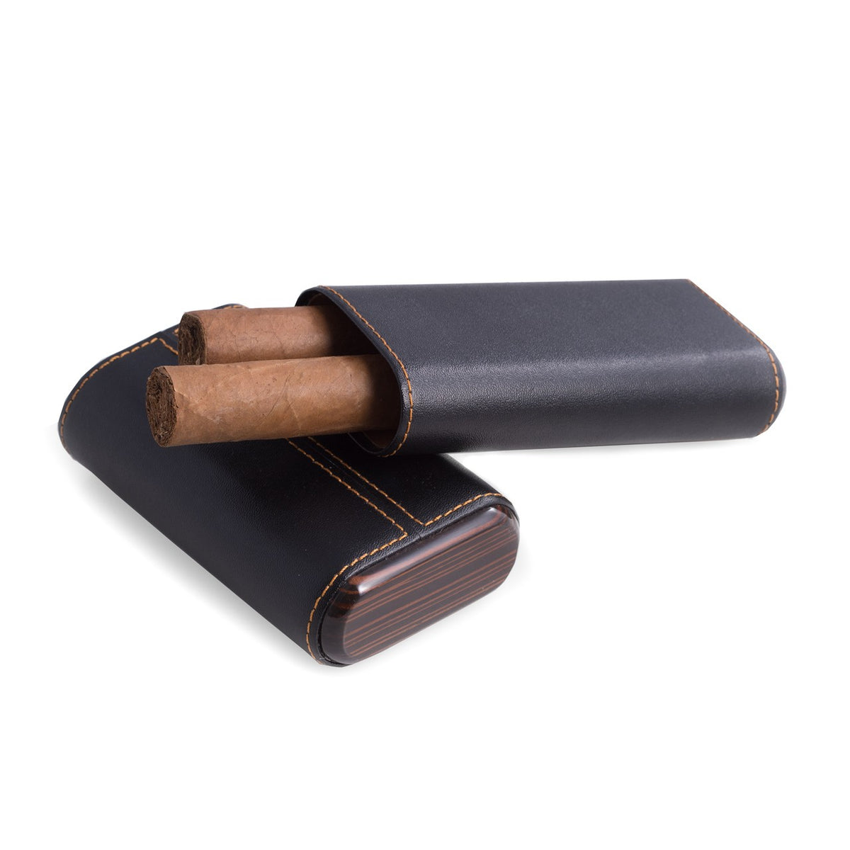 Carbon Fiber & Black Leather Cigar Holder