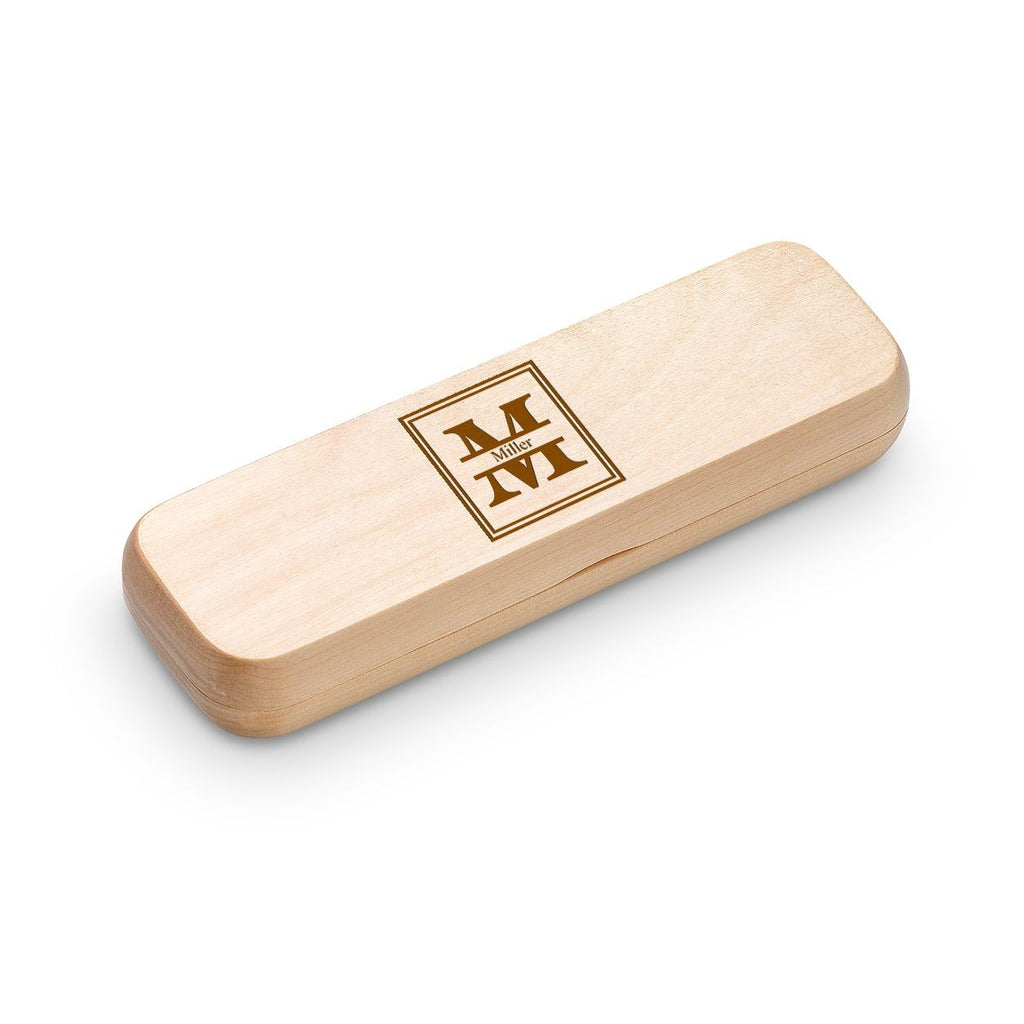 Split Monogram Theme Personalized Maple Wood Double Pen and Box Set