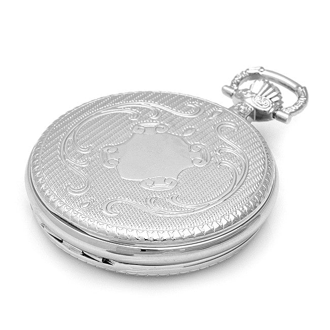 Silver Quartz Charles Hubert Pocket Watch & Chain # 3818 - Executive Gift Shoppe