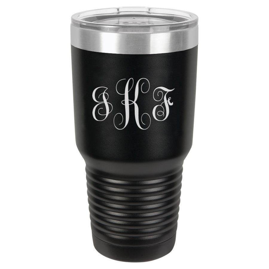 Script Monogram 30 Ounce Black Polar Camel Ringneck Tumbler