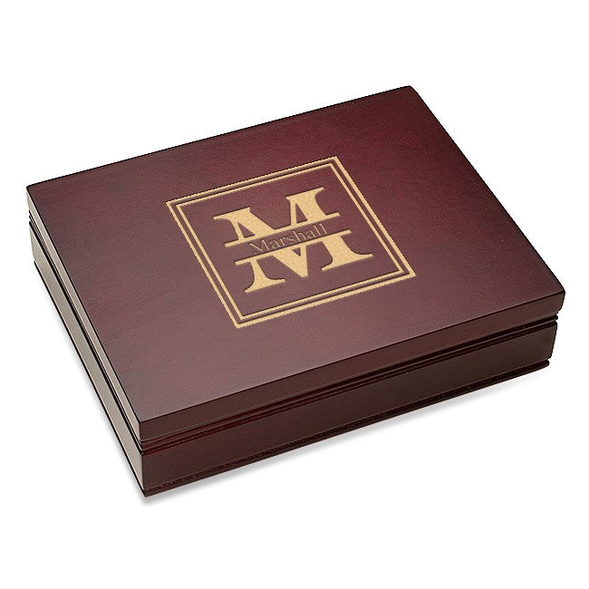 Split Monogram  Rosewood Finish Playing Card Box