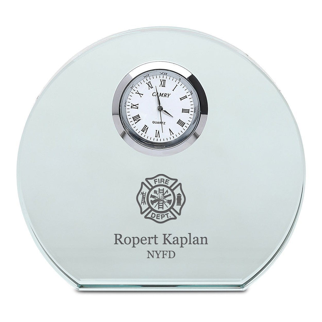 Firefighter Personalized Round Crystal Desk Clock