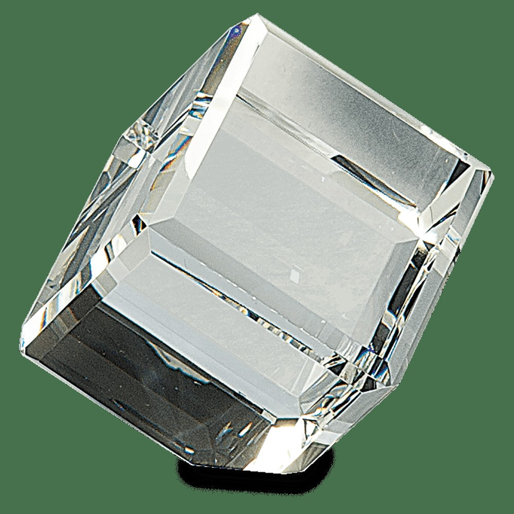 Personalized Crystal Cube Paper Weight with Beveled Corner - 2 1/2" X 2 1/2"