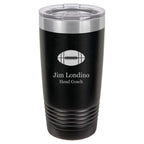 Football Themed 20 Ounce Personalized Black Travel Mug