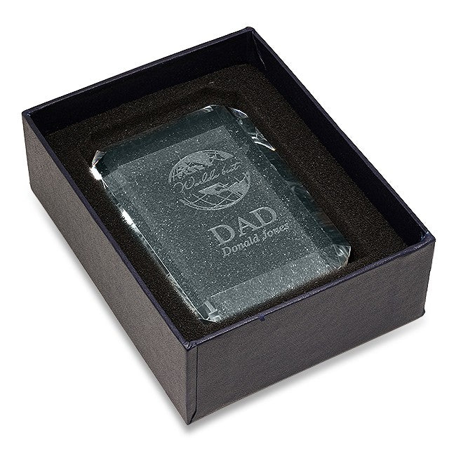 World's Best Dad Rectangular Glass Paperweight