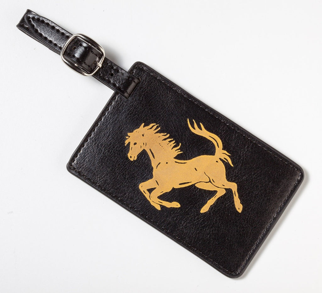 Black & Gold Personalized Luggage Tag with Buckle Strap