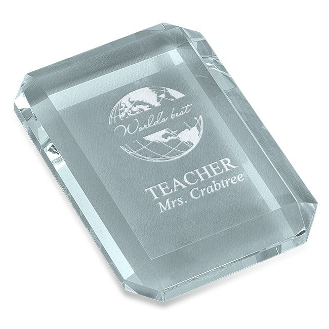 World's Best Teacher Rectangular Glass Paperweight