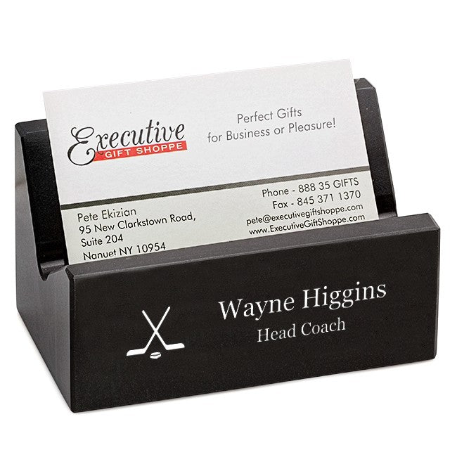 Hockey Themed Personalized Desktop Business Card Holder