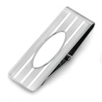 Sterling Silver Engine Turned Hinged Money Clip with Oval Engraving Area - Executive Gift Shoppe