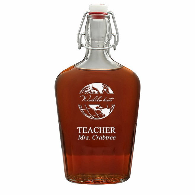 World's Best Teacher 17 Oz Vintage Glass Flask