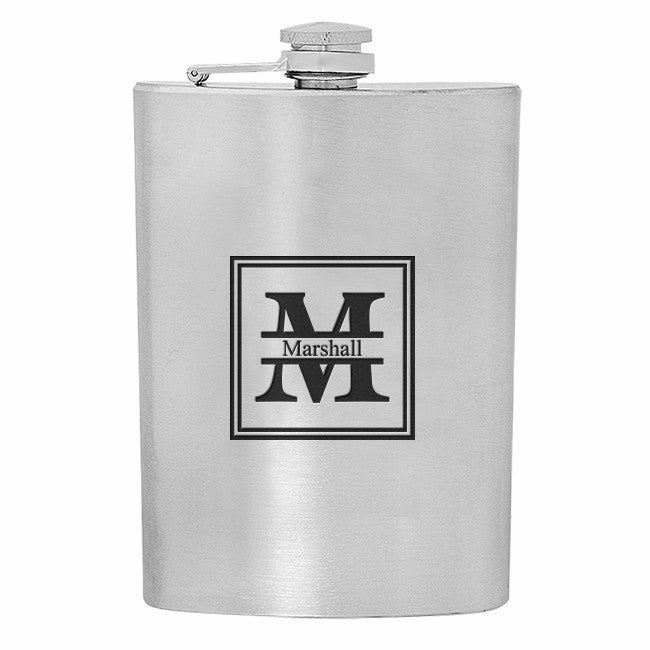 Split Monogram  Stainless Steel Flask - Free Engraving