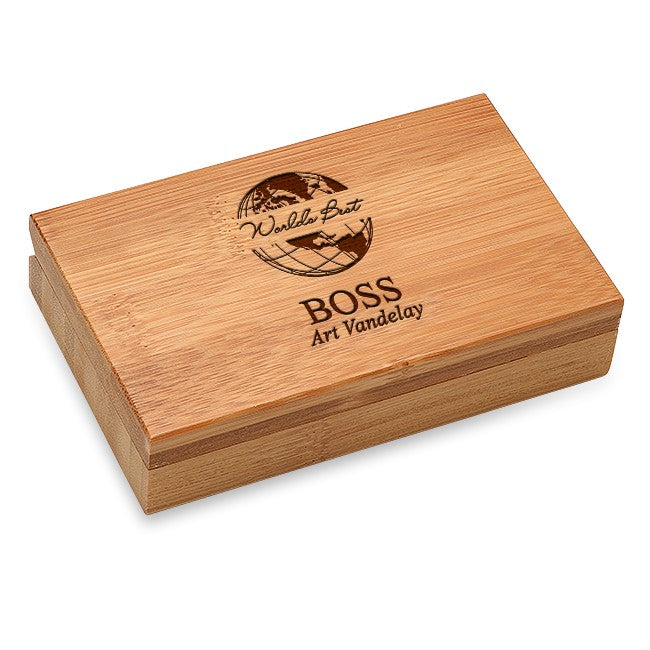 World's Best Boss Bamboo 4 Piece Wine Tool Set