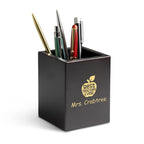 Cherry Finish Wood Best Teacher Theme Personalized Pen and Pencil Cup