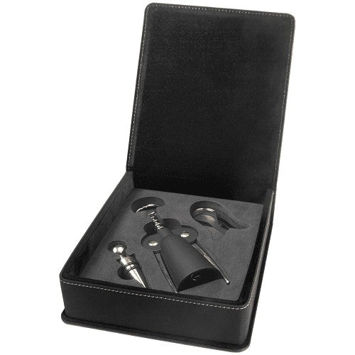 Personalized Black & Gold 3 Piece Wine Tool Set