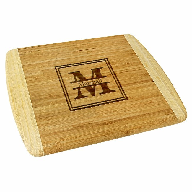 Split Monogram Two Tone Bamboo Cutting Board - Large