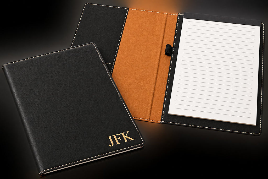Black Small Portfolio & Notebook with Personalized Initials