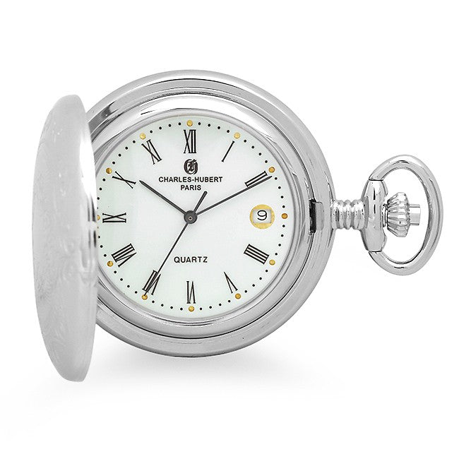 Engraved Quartz Charles Hubert Pocket Watch & Chain #3559 - Executive Gift Shoppe