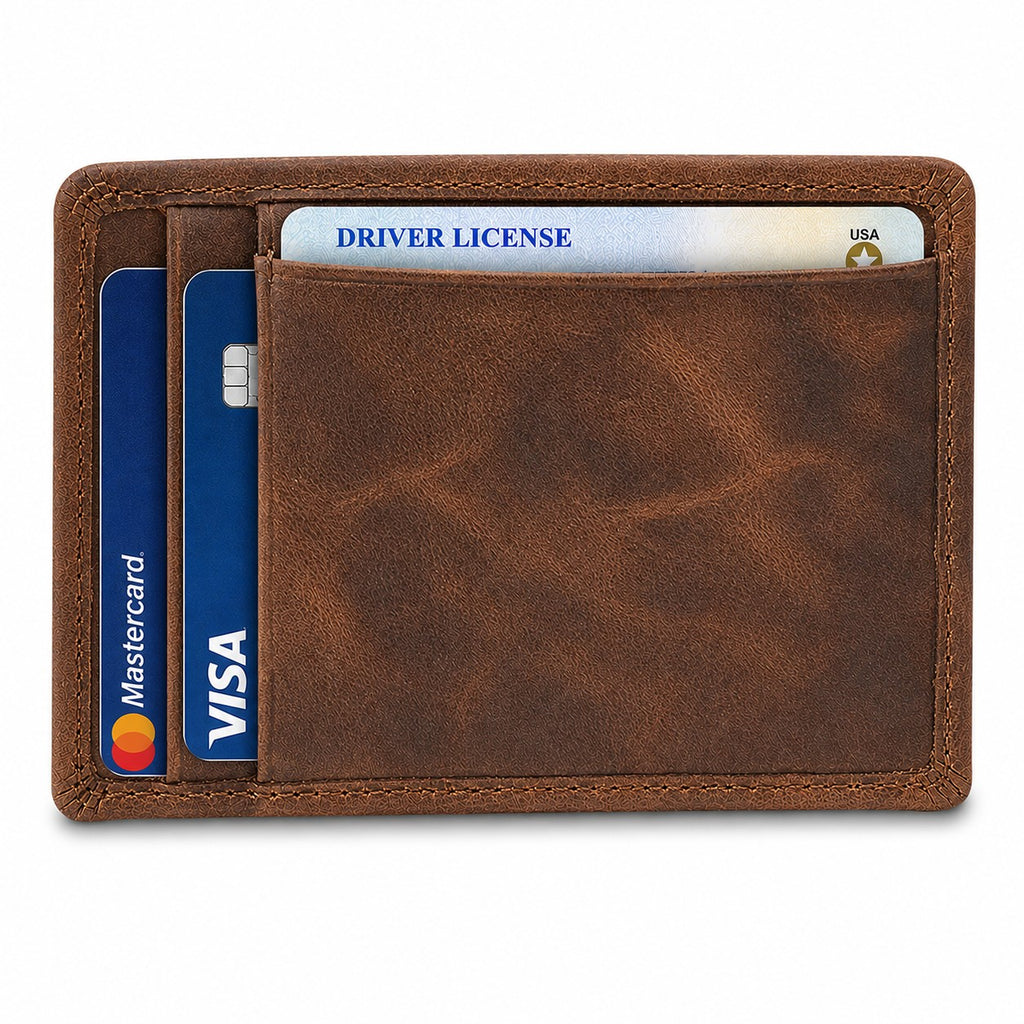 Executive Collection RFID Blocking Brown Leather Card Holder with Money Clip