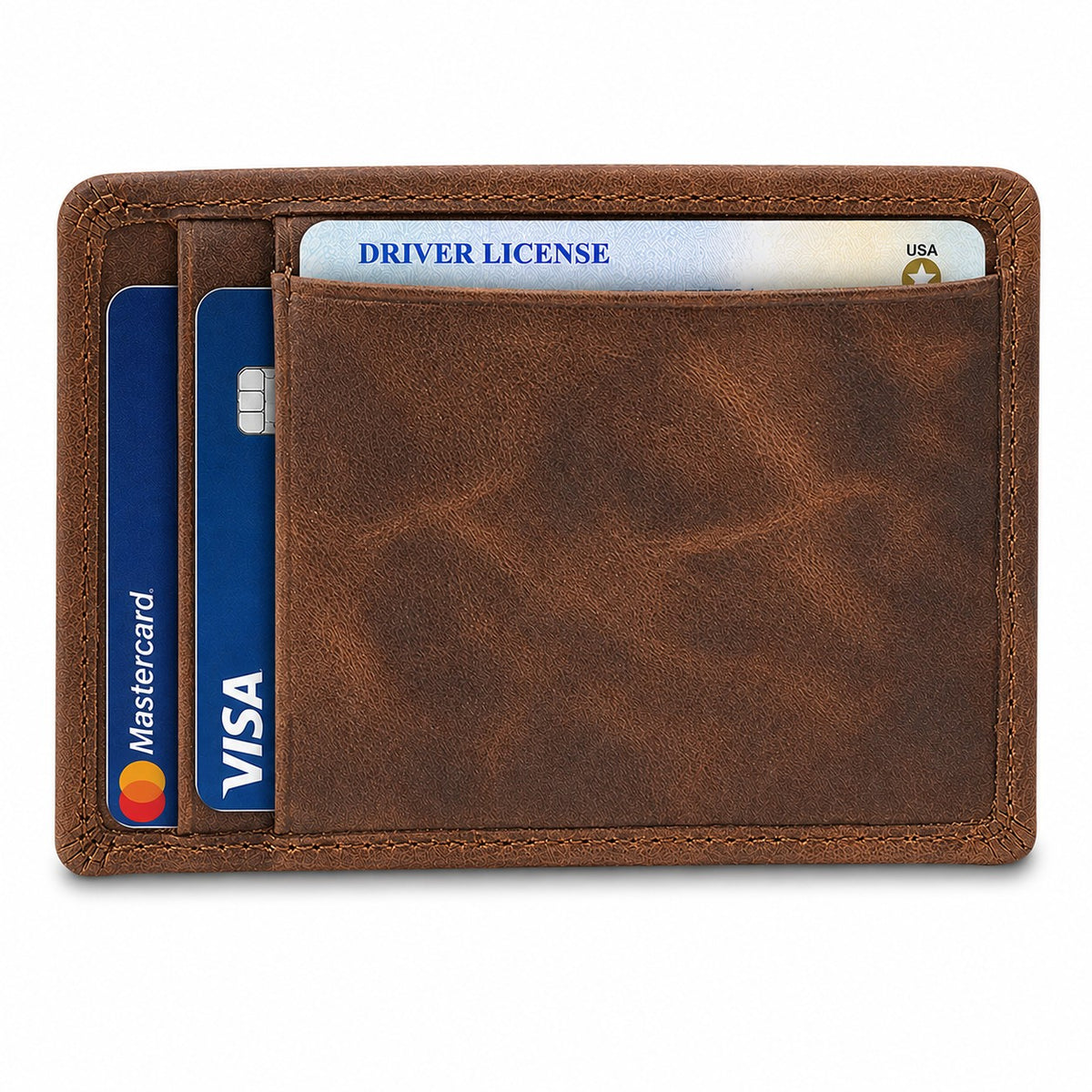 Executive Collection RFID Blocking Brown Leather Card Holder with Money Clip