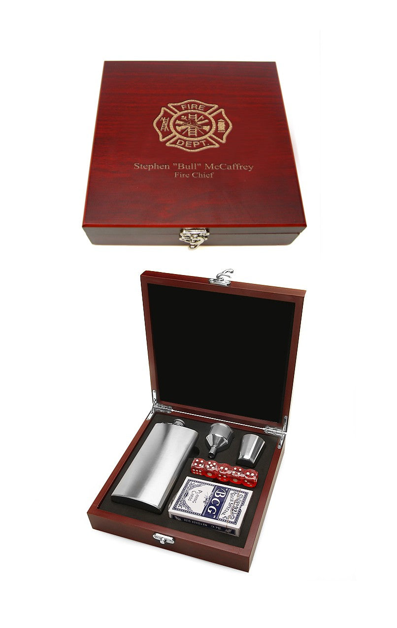 Firefighter's Flask & Gaming Set - Executive Gift Shoppe