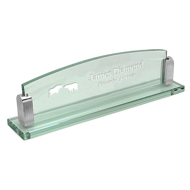 Personalized Wall Street Theme Glass Desktop Name Plate