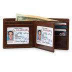 Executive Collection RFID Blocking Brown Leather Bifold Wallet with Double ID Holder