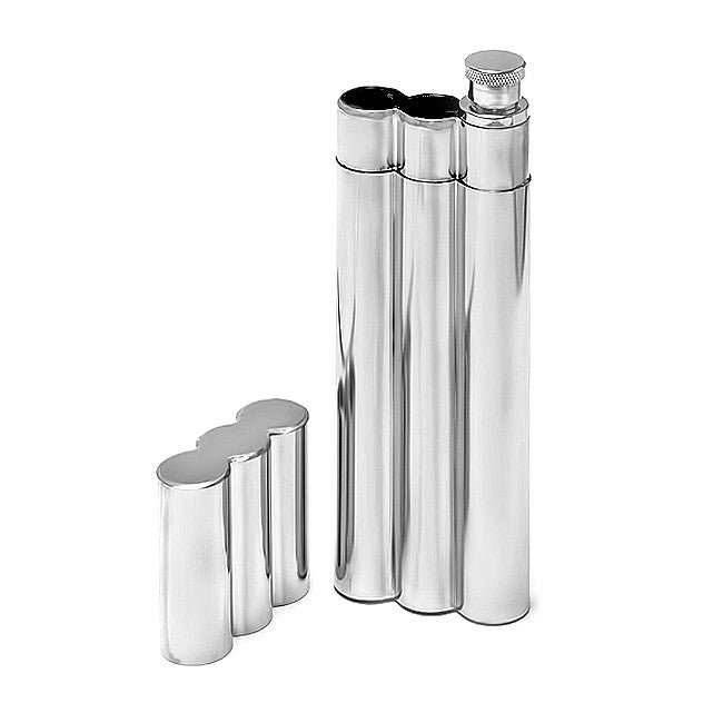 Double Cigar Holder & Flask Combo With Engraving - Executive Gift Shoppe