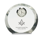 Masonic Personalized Round Premier Crystal Clock with Beveled Edges