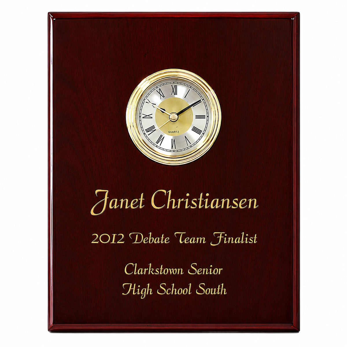 Rosewood Piano Finish Recognition Wall Plaque with Clock - Discontinued