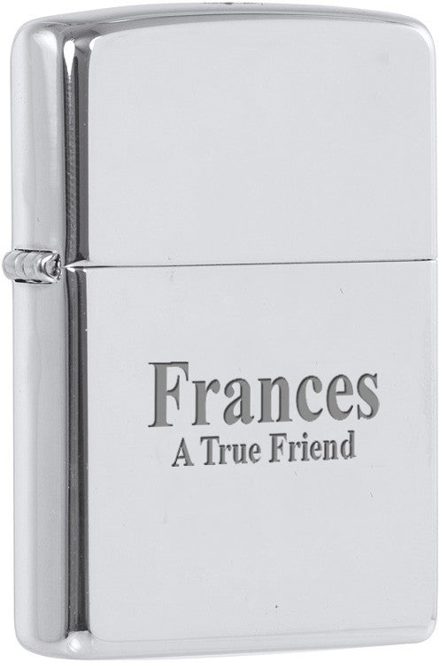 High Polish Chrome Engraved Zippo Lighter - ID# 250