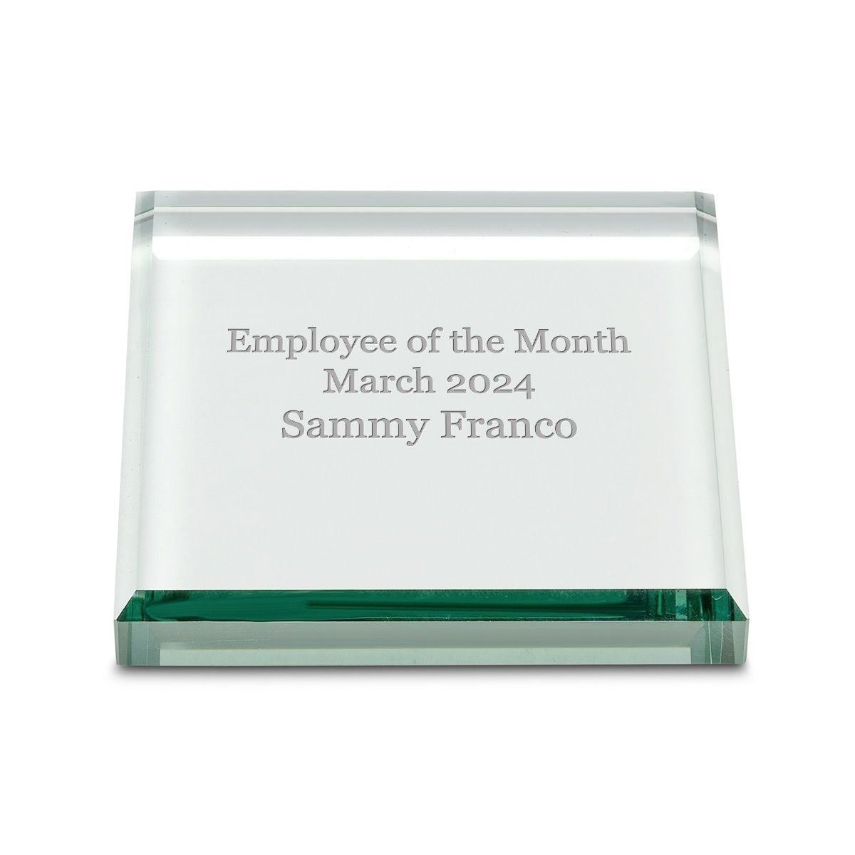 Jade Glass Square Paperweight with Free Laser Engraving