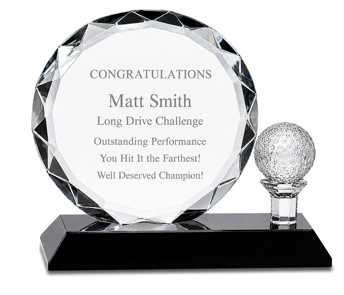Personalized Crystal Golf Ball With Crystal Plaque