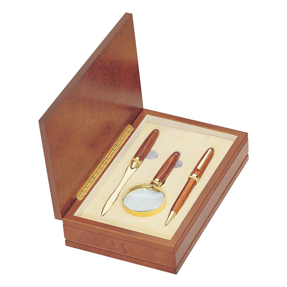 Deluxe Rosewood Pen, Letter Opener and Magnifier Gift Set
