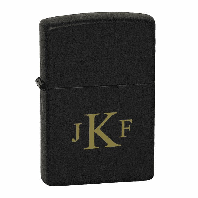 Roman Monogram Black Matte Zippo Lighter