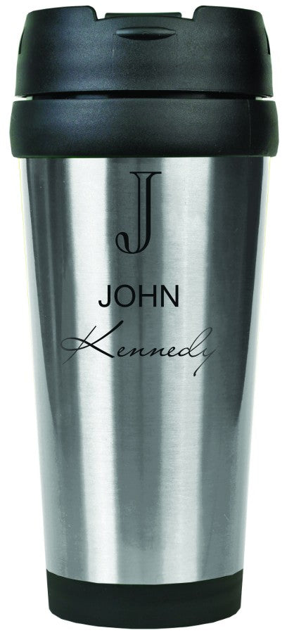 Full Name Monogram Steel Travel Coffee Mug