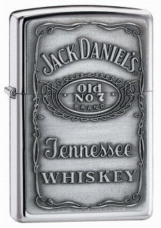 Jack Daniel's Pewter Label Emblem High Polish Chrome Zippo Lighter - ID# 250JD-427