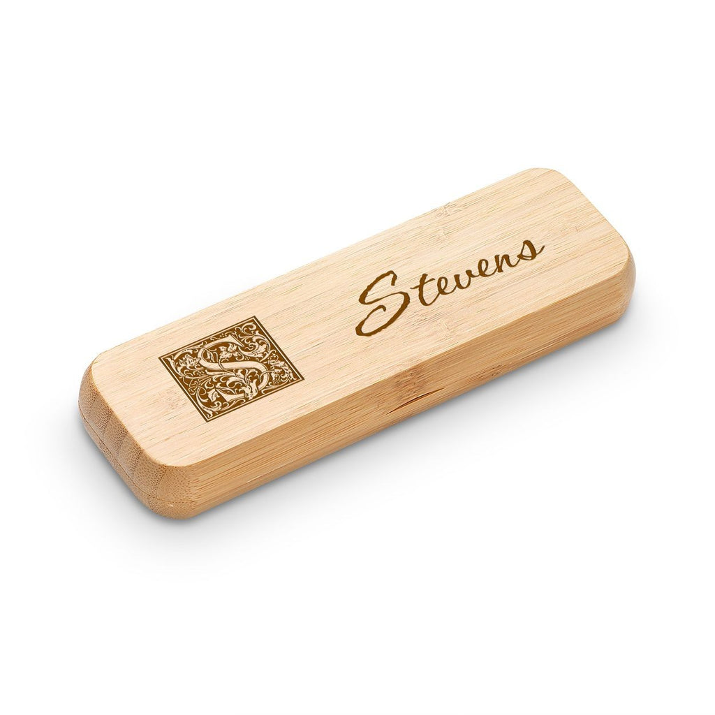 Monogram Bamboo Engraved Wood Pen and Box - Executive Gift Shoppe