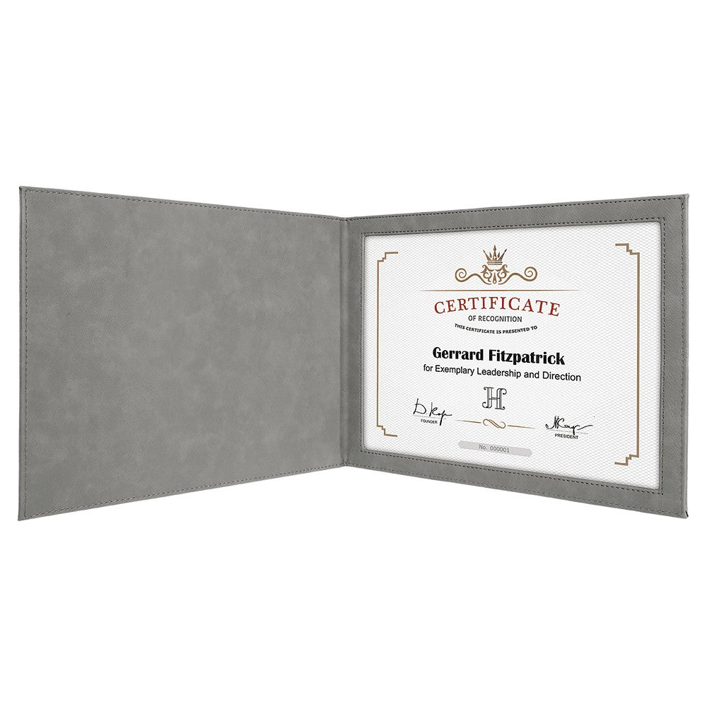 Personalized Gray Certificate Holder