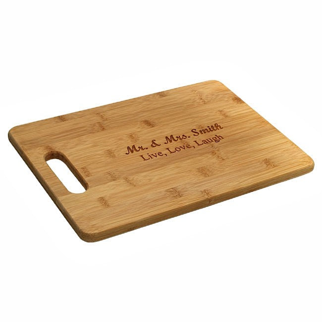 Large Personalized Bamboo Cutting Board With Handle - Executive Gift Shoppe
