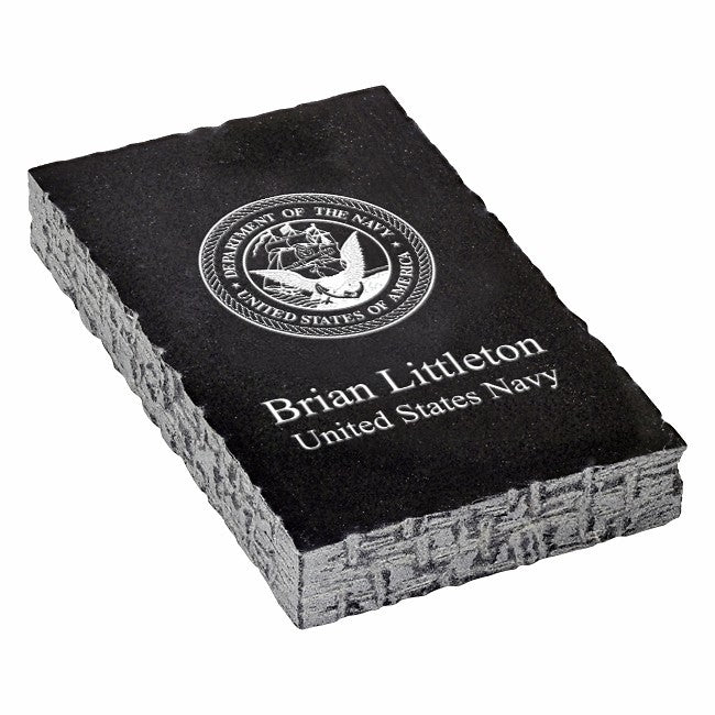 US Navy Emblem Personalized Black Marble Paperweight