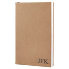 Light Brown Journal with Black Satin Bookmark with Personalized Initials