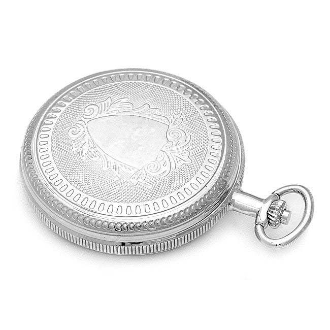 Silver Charles Hubert Pocket Watch & Chain #3909-W - Executive Gift Shoppe