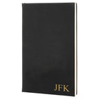 Black & Gold Journal with Black Satin Bookmark with Personalized Initials