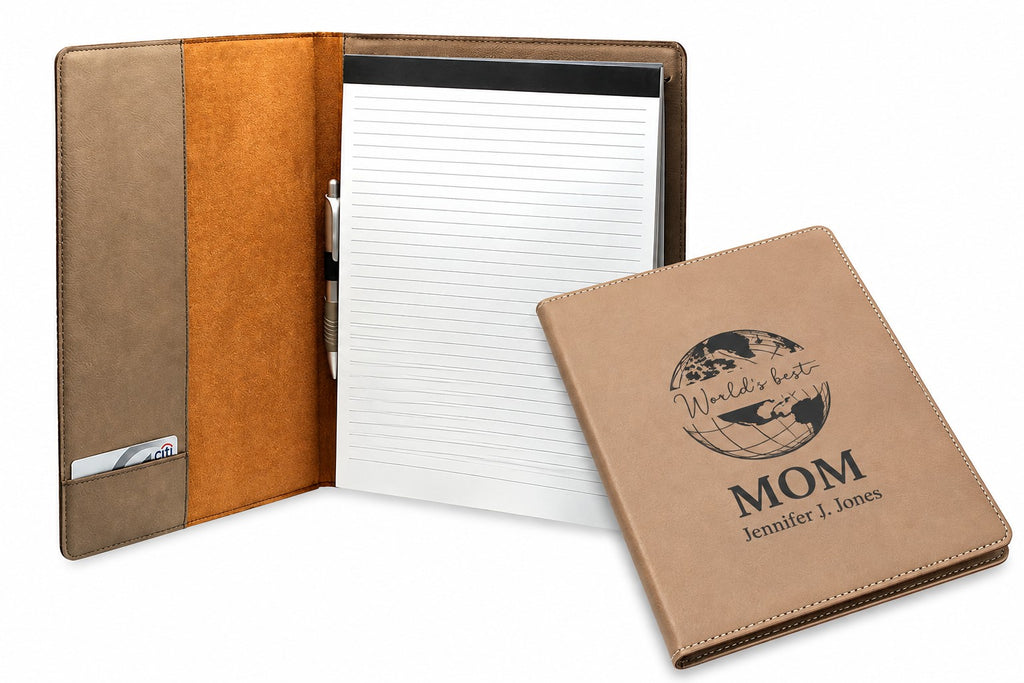 World's Best Mom Brown Leatherette Portfolio & Pad Holder
