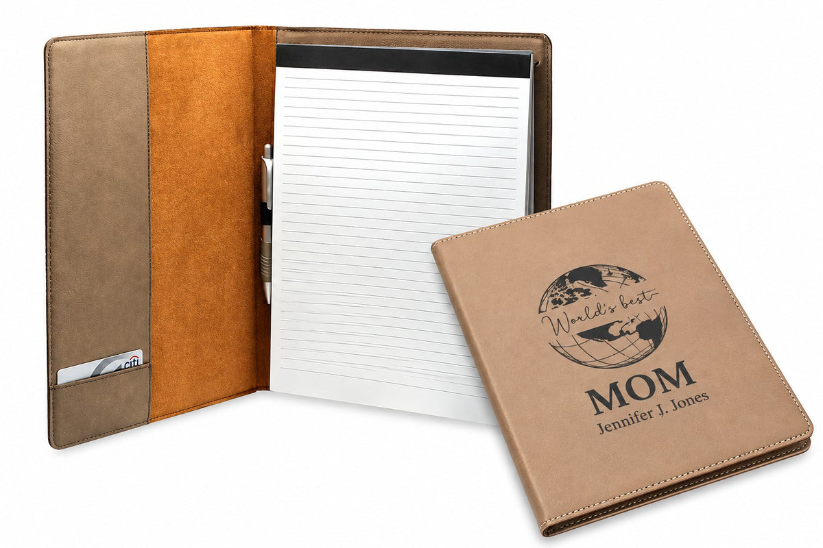 World's Best Mom Brown Leatherette Portfolio & Pad Holder