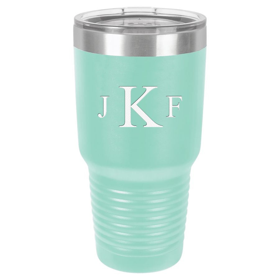 Roman Monogram 30 Ounce Teal Polar Camel Ringneck Tumbler