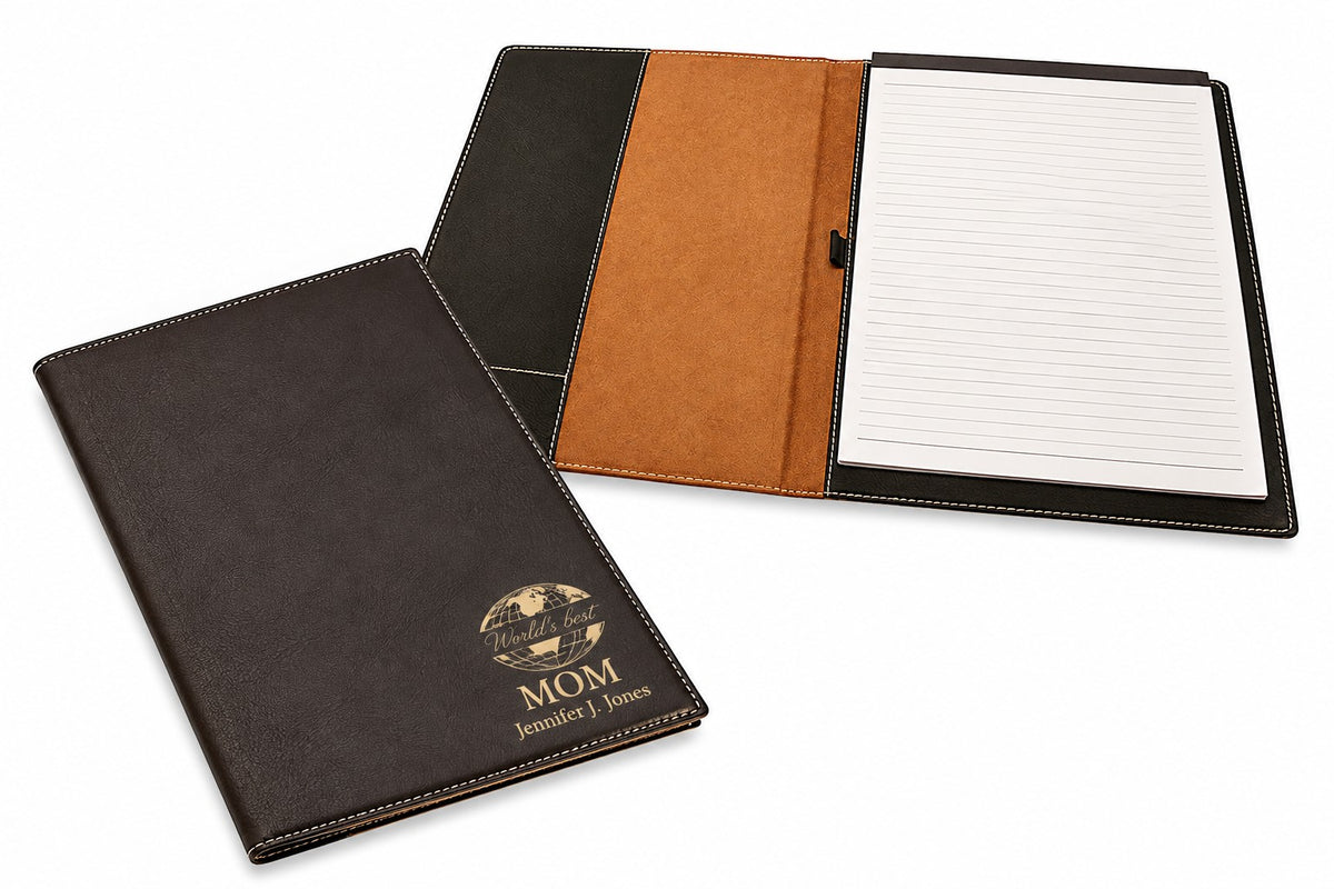 World's Best Mom Black Leatherette Portfolio & Pad Holder