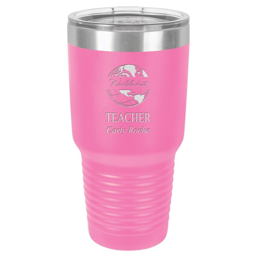 World's Best Teacher Personalized 30 Ounce Pink Polar Camel Ringneck Tumbler